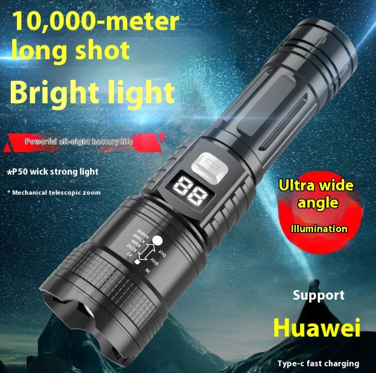 High-Power Tactical LED Flashlight – Rechargeable & Waterproof