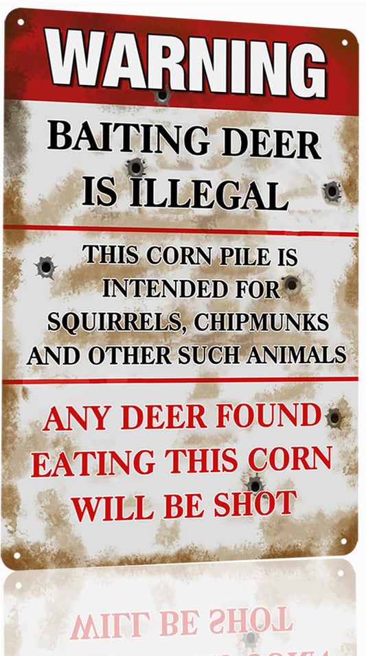 Hunting Gifts For Men Deer Hunting Gifts For Hunters Deer Hunter Gifts For Men Deer Decor Warning Baiting Deer Is Illegal Funny Hunting Metal Retro Vintage Metal Tin Sign Man Cave Gifts For Men Decor